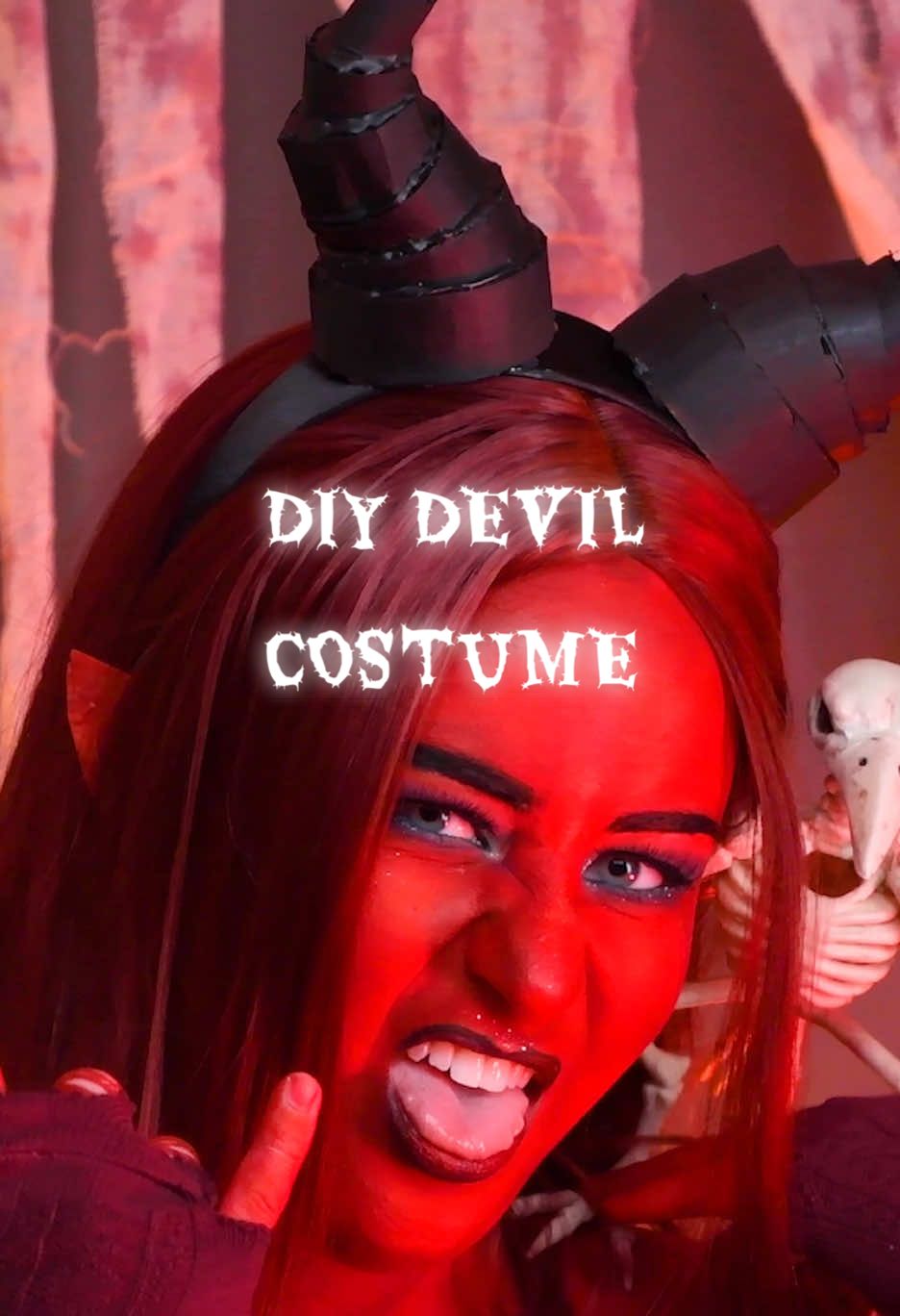 Feeling devilish this Halloween? 😈🎃 Try out this easy Devil Horns DIY! #blossom #halloween #halloweencostume #diycostume #horns 