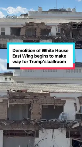 The White House began demolishing part of the East Wing facade on Monday in preparation for the construction of President Trump's new ballroom. Trump commented on the teardown during an event with LSU baseball athletes in the East Room, saying, 