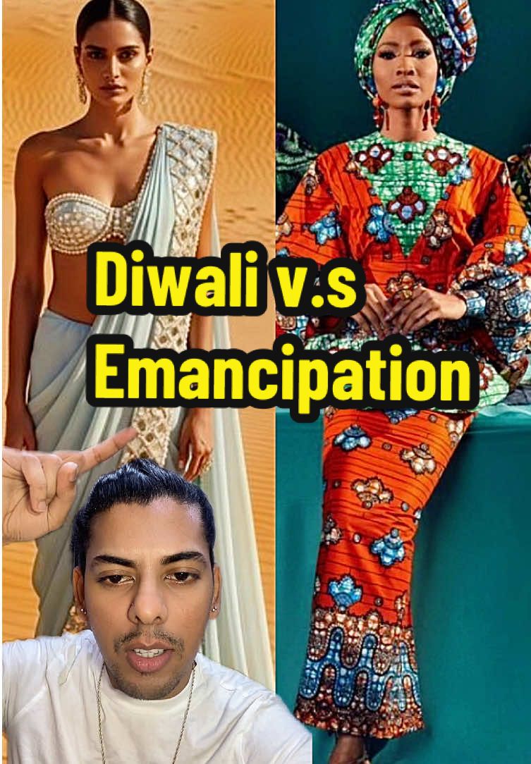 Indian Wear vs. Emancipation Wear — A Different Perspective. Every year this debate comes up — “Africans wear Indian wear, but Indians don’t wear Emancipation wear.” But maybe it’s not always about race. This debate comes up often in Trinidad, and while people tend to jump straight to issues of racial bias, there are real social and cultural factors shaping this. #shubhdiwali #trinidadculture #emancipation #perspective #fashiondebate 