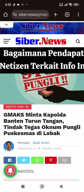 ini GMAKS Minta Kapolda Banten Turun Tangan, Tindak Tegas Oknum Pungli Puskesmas di Lebak #poldabanten #pungli #dinaskesehatanlebak #honorer @dimyati.natakusumah @ABDI BANTEN @menterikesehatan @prabowosubianto1951 @🍑GUSNIA🍑 @kejatibanten @bupati.milenial #@walikota tangerang masa depan @Cyberinvestigasi.com @Budi Rustandi Official @Nur Agis Aulia @ajat sudrajat @Alan Bolang @Kha Ikhaa🦉 @aku siapa 🤫🥰 @Amelia lia @ANGGARA @Anggun🐼 @AYANK WINDY @Babang Arie @babay s 123 @Baralak Nusantara @BUNDA UMMY BANTEN @bby🦋 @Arie Elfajrie Chayadie @dedeyuni🥰🤗 @ayank @Bara Galu @Icha Momoymonik @Cewek gila 