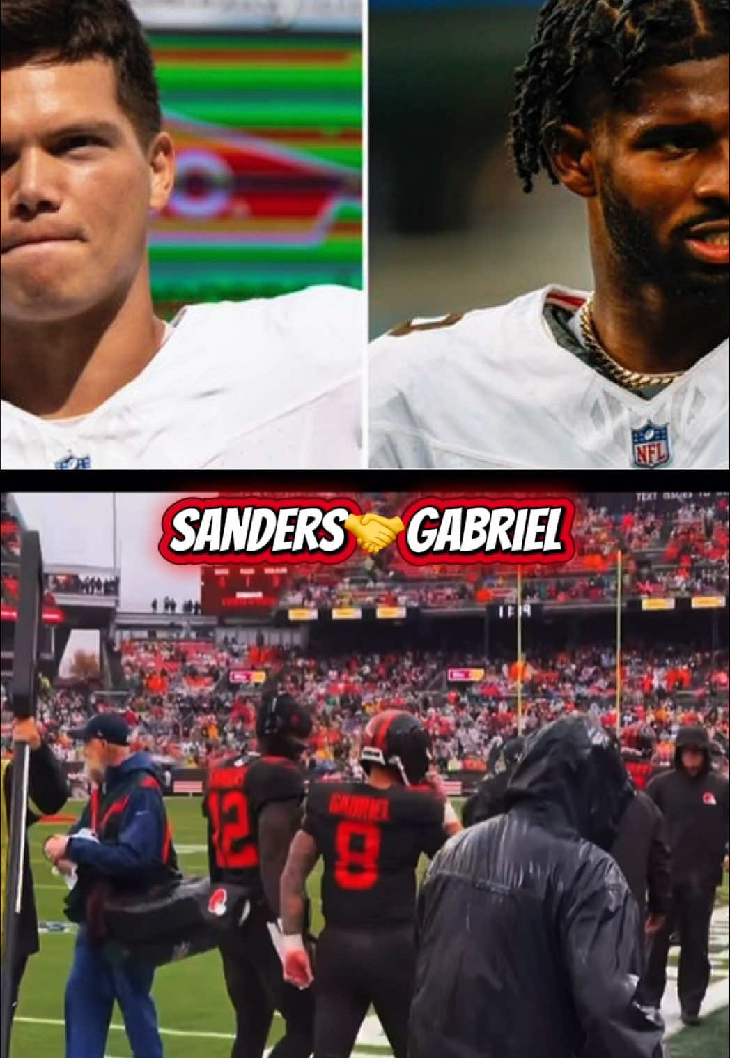All love between Shedeur sanders and Dillion Gabriel during the big win against the dolphins #shedeursanders #dillongabriel #clevelandbrowns #nfl #slorts 