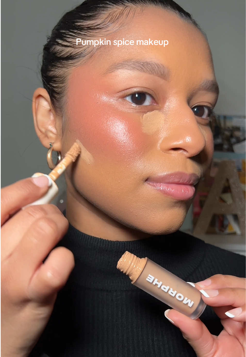 A wearable pumpkin spice inspired look 🧡 PRODUCTS USED  @ColourPop Cosmetics Pretty Fresh Hylauronic Hydrating Foundation  @COVERGIRL Skin Enhancer Contour Balm and Blush Balm, Lash Blast Volume Mascara  @Morphe Cosmetics Wakeup Artist Correcting Undereye Concealer  @Maybelline NY Fit Me Loose Powder  @Revlon Cosmetics Big Bad Palette, Vinyl Eyeliner #makeuptok #makeuptutorial #pumpkinmakeup #fallmakeup #beautycontentcreator 
