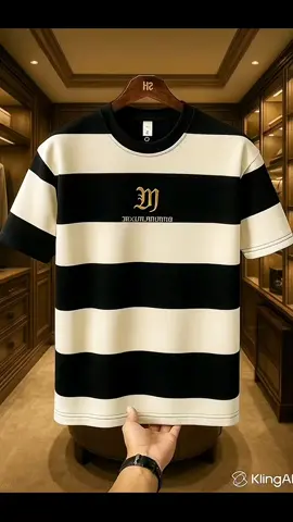 Áo thun nam MACCLOTHING phối màu kẻ sọc, hoạ tiết chữ thêu, cổ tròn bo phong cách Menswear#xuhuong #tiktokindia #thoitrang #aothun #aothunnam 