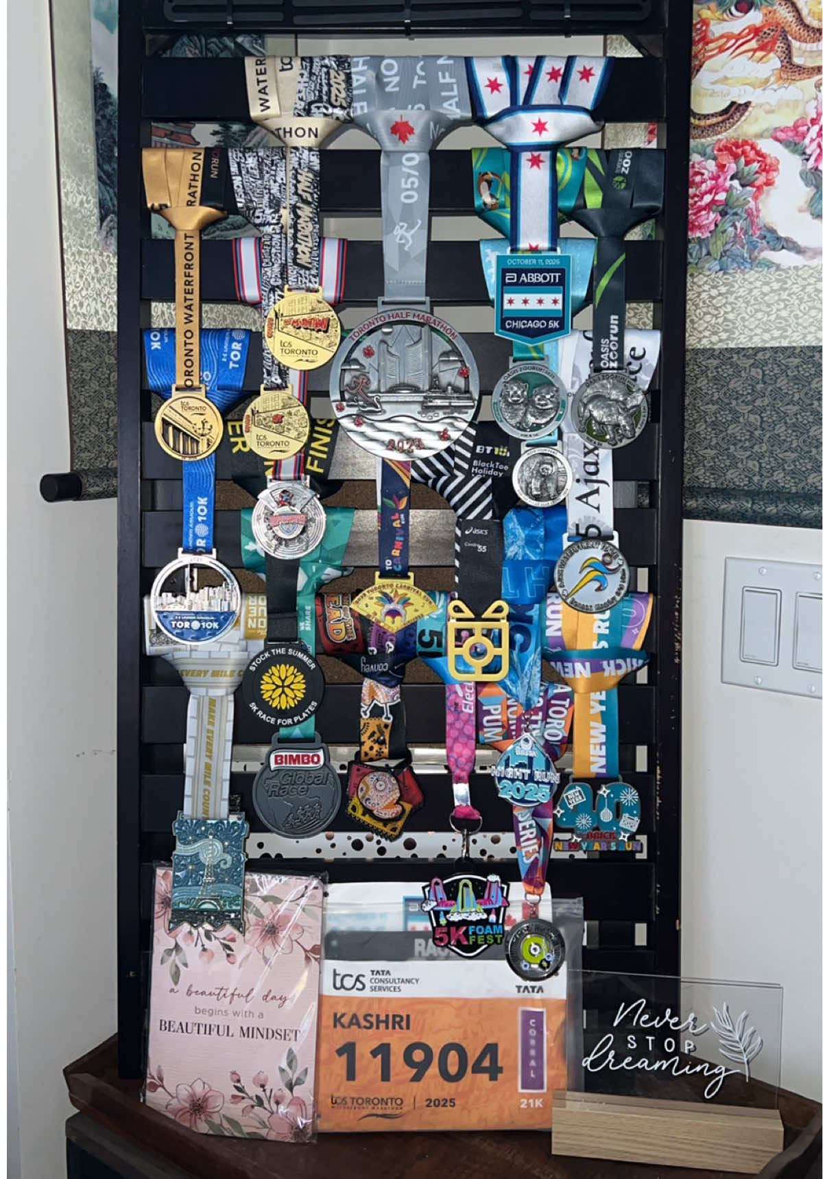 It’s crazy to me how the time has passed & here I am adding the last two medals of the official season to my board. I’ve been waiting for this moment!  I love seeing everyone’s run recaps from this past weekend! Just know I’m inspired by all of you!  #MedalMonday #TCS #TorontoWaterfrontMarathon #HalfMarathon #Run 