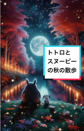 トトロとスヌーピーの秋のお散歩🍁🌕 一緒にお散歩行きましょ #トトロ#スヌーピー #秋