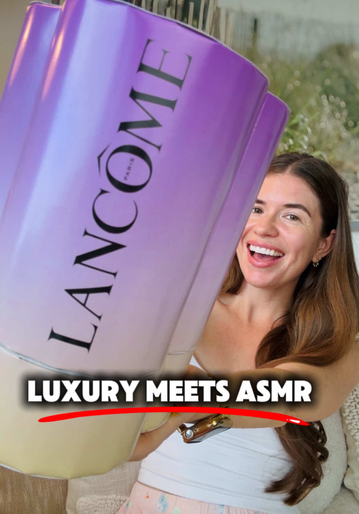 Can you hear the @Lancôme glow? 💖  Our hero products include the Rénergie C.E.x. Triple Serum Retinol & the UV Expert Supra Screen Serum SPF50 🧴  PS: Use the sunscreen daily & slowly incorporate the retinol serum every few days overnight 💕  Let me know if you like watching ASMR skincare videos 🤗 #gifted #lancome #asmrunboxing #asmrskincare #oliviagudaniec 