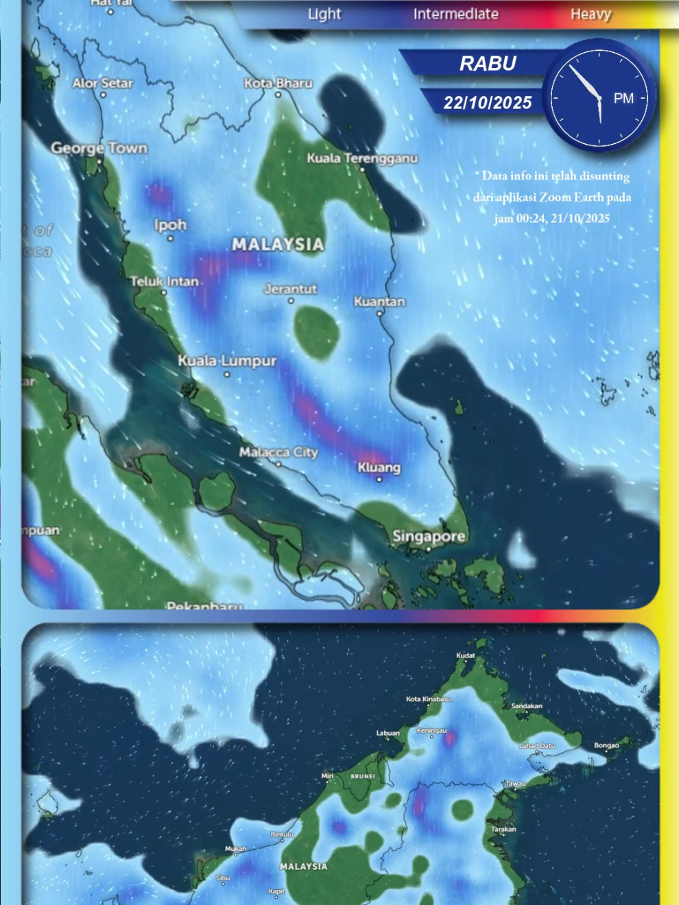 Info Cuaca Rabu 22/10/2025 (0000-2359) Utk Semenanjung Malaysia, Sabah, Sarawak, Brunei, Singapore, Batam, Sebahagian Kepulauan Sumatera, Kalimantan, Indonesia, Hat Yai dan Sebahagian Selatan Thailand #infocuaca #semenanjung #sabah #sarawak #semogasemuabaikbaiksaja 