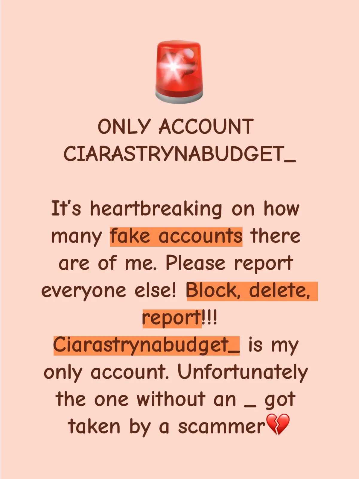 Please delete, block, and report everyone else PLEASE. 