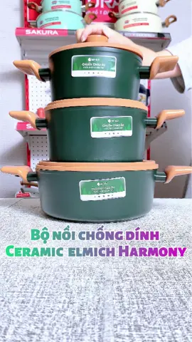Bộ nồi chống dính ceramic elmich harmori#giadung #elmich #tiktokshop 