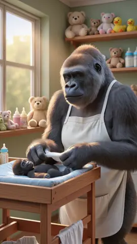 “When motherhood hits… literally 💀😂” #FunnyGorilla #GorillaMom #GorillaComedy #AnimalHumor #GorillaTok  