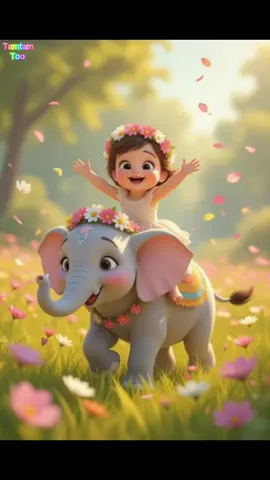 🌸 بنت جميلة تركب الفيل وسط الطبيعة الخلابة مشاهد كرتون جميلة وممتعة للأطفال 🌹