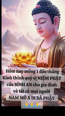 Hôm nay mồng 1 đầu tháng Kính thỉnh quý vị NIỆM PHẬT  cầu BÌNH AN cho gia đình  và tất cả mọi người  NAM MÔ A DI ĐÀ PHẬT  🙏🙏🙏 #phatphap #xuhuongtiktok #nammoadidaphat🙏🙏🙏 #phatphapnhiemmau🙏🙏🙏 #loiphatday 