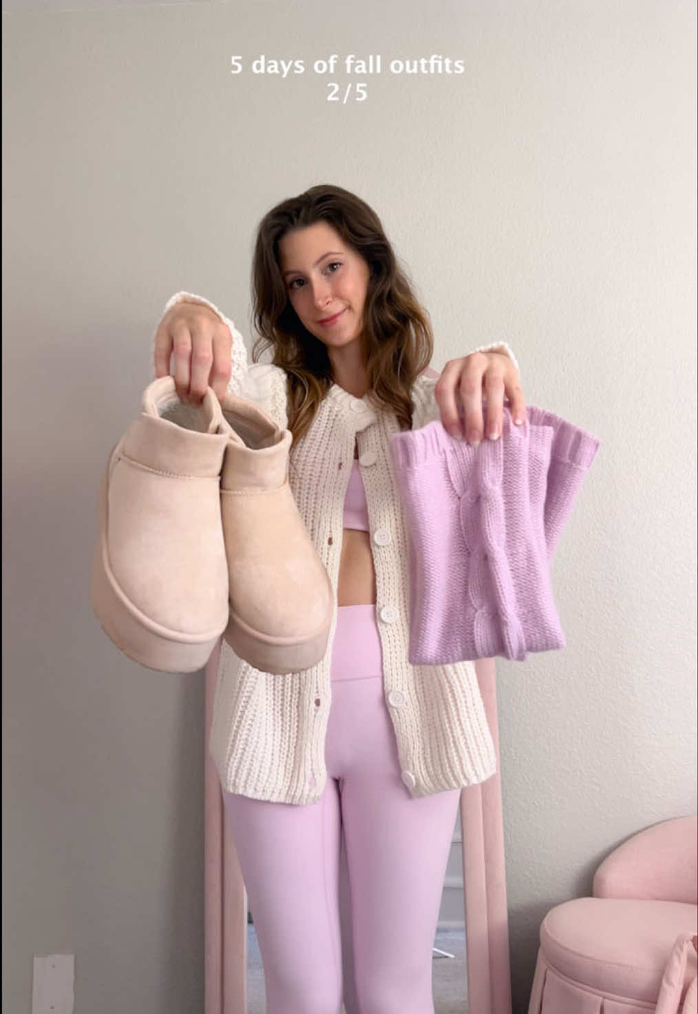 fall outfits day 2 🌸🍂 a cozy pilates princess look  outfit details on my LTK! @tiamcintosh_ pinkcore • pink fashion • soft girl • pinterest aesthetic • knits • cardigan • #fallfashion #pinkgirl