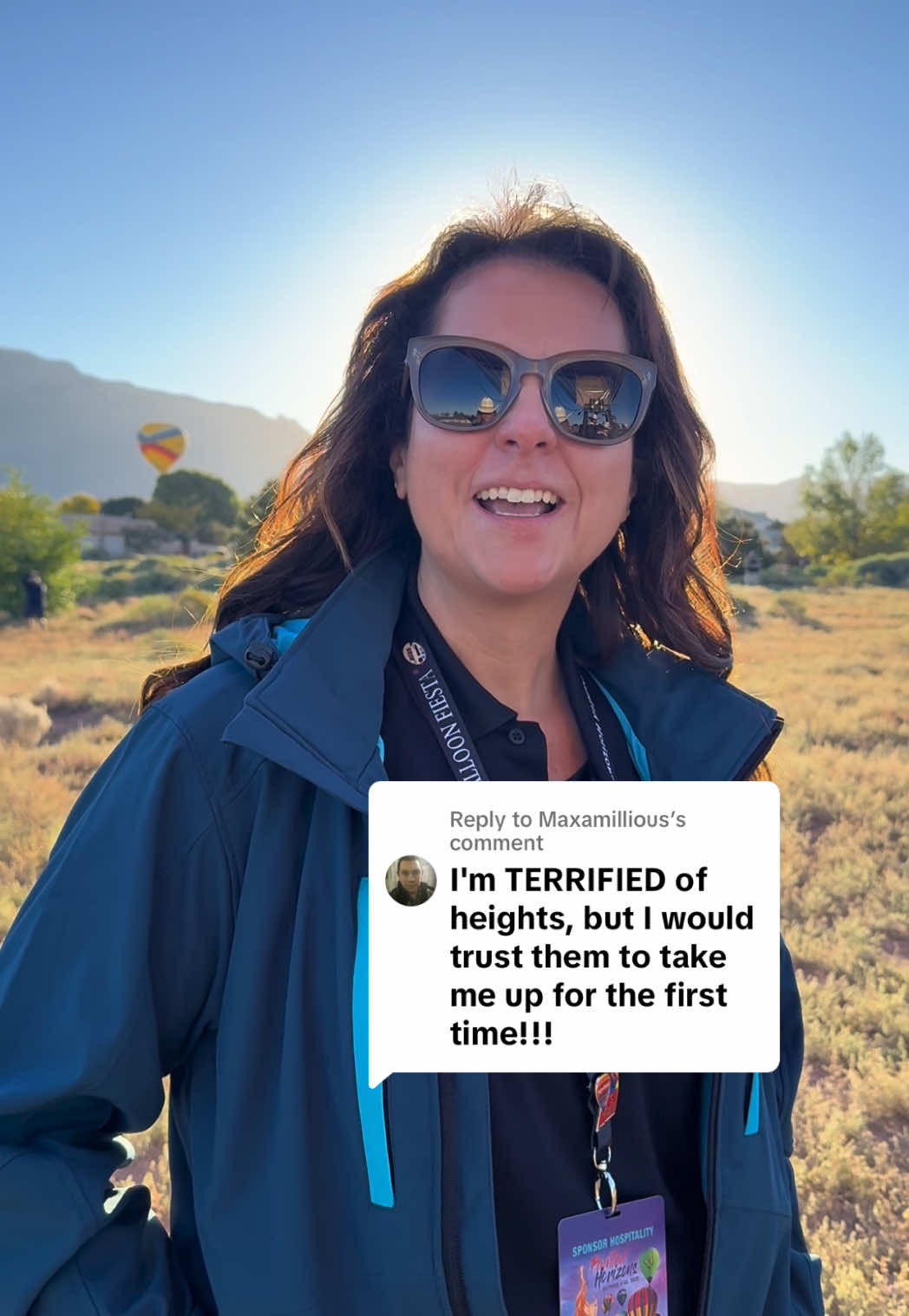 Replying to @Maxamillious  She’s afraid of heights too! She went up in the hot air balloon anyway ☺️ Here’s what she said when she landed…  #hotairballoons #balloons #safetybrief #pilot #hotairballoonride 