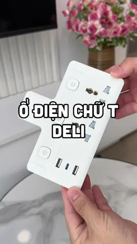 Ổ cắm điện chữ T Deli