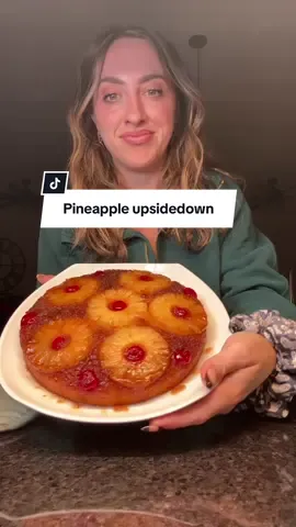 My first ever pineapple upside down cake! #pineapple #pineappleupsidedowncake #caketok #bakingrecipe #easycake 