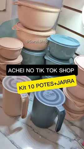 🚨 10 potes + 1 jarra por apenas R$29,90 🩵 Material firme, tampa resistente e cores lindas! Frete grátis e estoque limitado — aproveita enquanto ainda tem! #achadinhos #organização #tiktokshop #cozinhapratica #potes 
