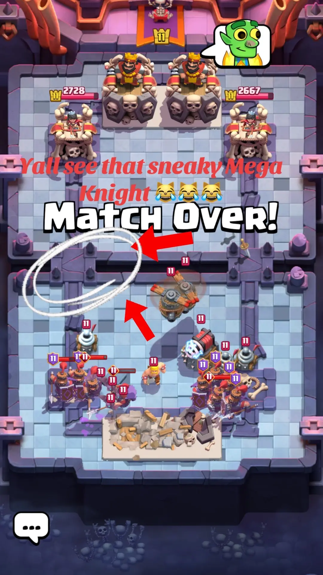 He thought he got me✌️😹😹😹#fyp#clashroyal#wewon#megaknight 