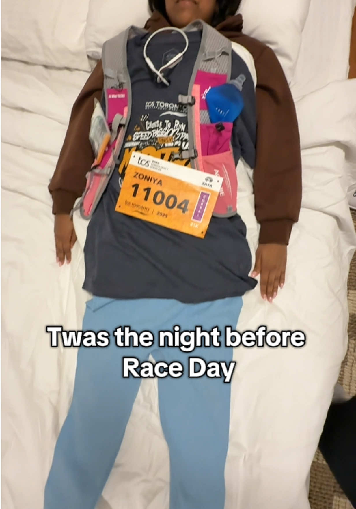 4 hours of sleep before the tcstorontowaterfront half marathon. #marathon #halfmarathon #torontowaterfrontmarathon 