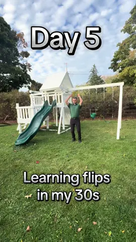 Day 5 learning flips in my 30s. Working on #frontflip after work #gymnastics #cheerleading #parkour 