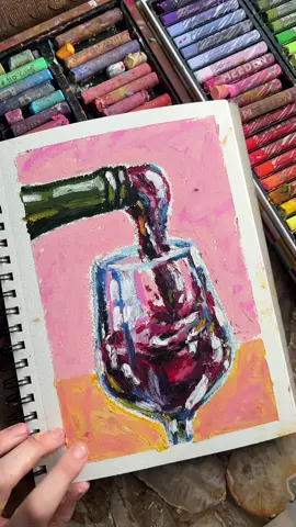 drawing oil pastel red wine 🍷🍾✨🖤 #oilpastel #arttutorial #artprocess #artprogress #wine