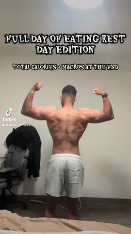 Full day of eating: rest day edition! This was filmed on Sunday, which is my one proper rest day where I don’t go to the gym at all. Rest days are imorotant and can often help you grow way more effectively than an additional training day! Play hard and recover harder! I’ve been  so excited to make a video like this, just to show it’s okay for people to consume a high volume of calories even on days without the gym so long as you are giving yourself the proper fuel and maintaining your calories within a limit that works for you! Food is FUEL! Full transparency, I had a rice cake with peanut butter as a late night snack that I forgot to record, that I tracked in the total calories but isn’t in the video! Also I stat ~200lbs right now will be doing a dedicated building faze from November to March! I’m doing a little bit of a recomp right now before we go into a proper bulk for the winter! Thanks so much for watching guys! #fyp #fdoe #restday #GymTok #whatieatinaday 
