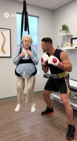 Granny gets ‘LOW PRESSURE’ adjustment 😳🤣#ai #lol #chiropractor #chiropractic #funny 