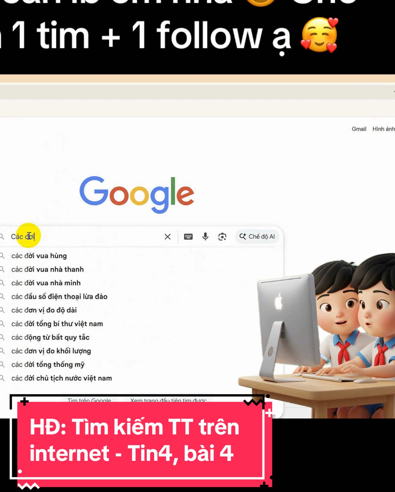 Tình huống hoạt động: Tìm kiếm thông tin trên Internet – Tin học 4, bài 4 (KNTT) 💻 Cô nào cần ib em nha 😅 Cho em xin 1 tim + 1 follow ạ 🥰#TinhhuongHoatDong #TinHoc4 #tinhoc