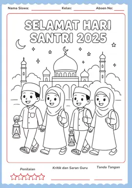 ide kegiatan hari Santri Nasional 2025 #belajarbarengsyaukidz #harisantri2025 #harisantri #lembarmewarnai 
