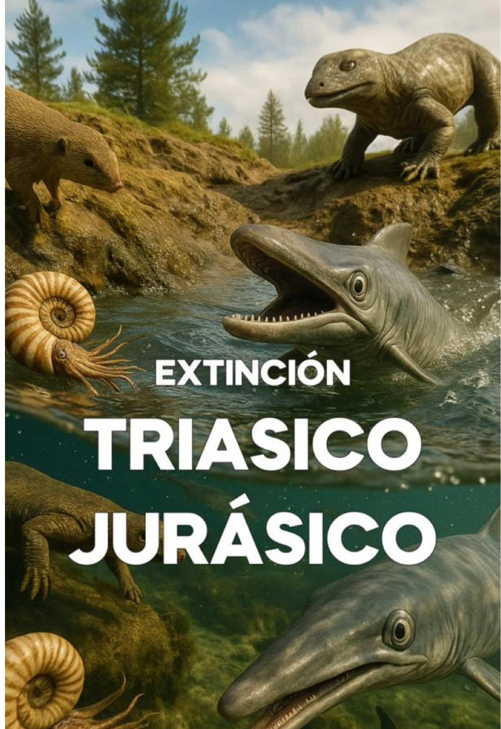 PARTE 4 DE 5 🌍 La EXTINCIÓN TRIÁSICO–JURÁSICO ocurrió hace unos 201 MILLONES DE AÑOS y marcó el final del TRIÁSICO y el inicio del JURÁSICO. En ese momento, el supercontinente PANGEA comenzaba a fracturarse, liberando enormes cantidades de LAVA y GASES de efecto invernadero a la atmósfera. El dióxido de carbono se disparó, el clima se volvió inestable y los océanos perdieron gran parte de su oxígeno. Desaparecieron cerca del 80 % de las especies, incluyendo muchos reptiles marinos, grandes anfibios y la mayoría de los competidores de los primeros dinosaurios. Esa catástrofe abrió el camino para que los DINOSAURIOS se convirtieran en los dominadores del planeta durante los siguientes 135 MILLONES DE AÑOS. Fue el inicio de su era dorada. #gabogabb #interesante #datocurioso #SabiasQue #AprendeEnTikTok 
