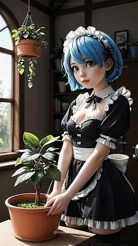 Did you know Rem from the anime Re:Zero (Act 5 version) tried to do a bit of light housekeeping and ended up making a mess worthy of an entire filler episode? She was rearranging the living room when she spotted a massive fiddle leaf fig that needed moving. Confident in her strength, she bent down, gripped the pot, and lifted—only to realize it weighed way more than she expected. The next moment, the plant tipped, the pot slipped, and a full cascade of soil and roots spilled across the white tile. Her uniform caught dust, the floor looked like a garden exploded, and even the nearby Dyson cordless vacuum looked intimidated. Still, she sighed, brushed off her skirt, and started cleaning like it was part of her training arc. By the end, Rem had dirt in her hair, a spotless floor, and a newfound respect for houseplants—and gravity. #rem #rezero #anime #fyp #housekeeping                          