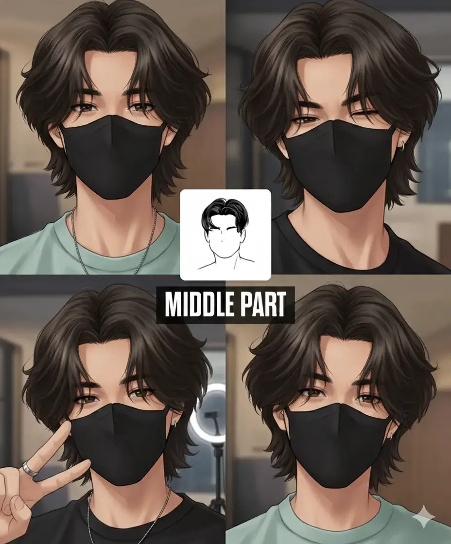 #middlepart #curtain #messybun #lowtaperfade #twoblockxmullet 