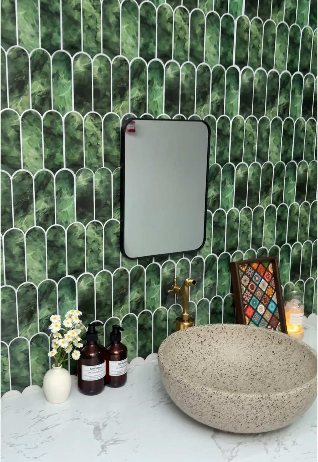 Transforming My Bathroom with These Gorgeous 3D Mosaic Wall Stickers #GetReadyforFashionWeek #TikTokShopLaborDaySale #wallpaper #homehacks #homeupgrade #homedecor 