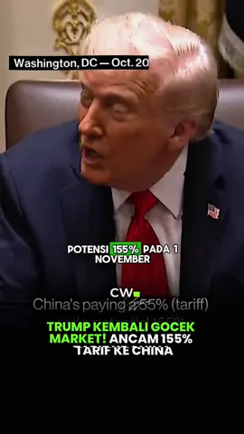 SIAP-SIAP ROLLER COASTER! 🎢 Trump ancam tarif 155% ke China. Market bakal digoyang lagi nih! 😱 Gimana menurut kalian? Serius atau gertakan doang? #cryptowave #gabrielrey #triv #foryoupage #fyp 