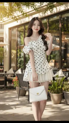 vây chấm bi lệch vai #fashion #paxshop 