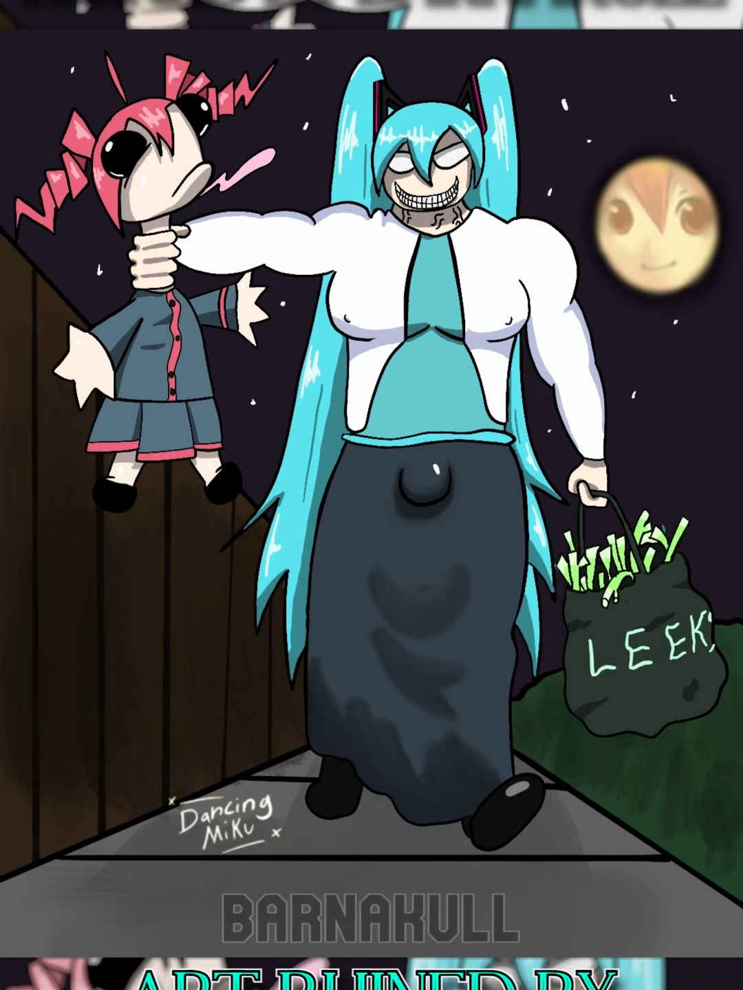 BDM (Ruined By Barnakull) Art by dancing_miku on Instagram I've been waiting all year to make this.  #miku #teto #gumi #vocaloid #synthv #hatsunemiku #kasaneteto #megpoidgumi #bigdrandy #digbar