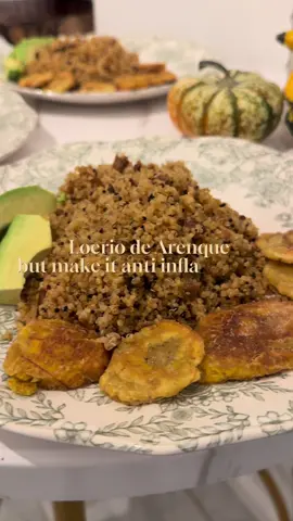 Anti-Inflammatory Locrio de Arenque (with Quinoa) Ingredients: 	•	1 cup quinoa, rinsed 	•	2 cups low-sodium chicken or vegetable broth (for flavor) 	•	1 pack smoked or salted herring, soaked and flaked 	•	1 small onion, diced 	•	1 small bell pepper, diced 	•	2 garlic cloves, minced 	•	1 tomato, chopped 	•	1 tsp oregano 	•	1 tsp smoked paprika 	•	1 tbsp olive oil 	•	Salt + pepper to taste 	•	Fresh cilantro or parsley to garnish 	•	Avocado slices + tostones (fried in olive oil or air-fried) on the side Instructions: 	1.	Prep the herring: Soak or boil to remove excess salt, then shred into small pieces. 	2.	Cook the aromatics: In a pan, add olive oil, onion, garlic, tomato, and bell pepper. Sauté until soft. 	3.	Add the herring and seasonings (oregano, paprika, salt, and pepper). Stir well. 	4.	Add the rinsed quinoa and broth. Cover and simmer until quinoa is fluffy (about 15 minutes). 	5.	Fluff and serve with avocado slices and tostones on the side. 	6.	Optional: sprinkle fresh herbs for color and flavor  #DominicanWellness #HealthyTwist #AntiInflammatoryRecipes #CaribbeanFlavor #TheHealthGemm