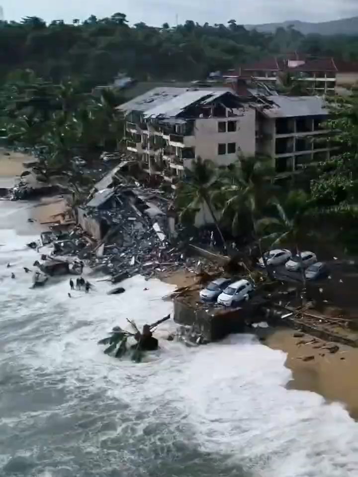 Massive Tsunami Destroys Beachfront Hotels in Seconds _ Caught on Drone #shorts #aivideo