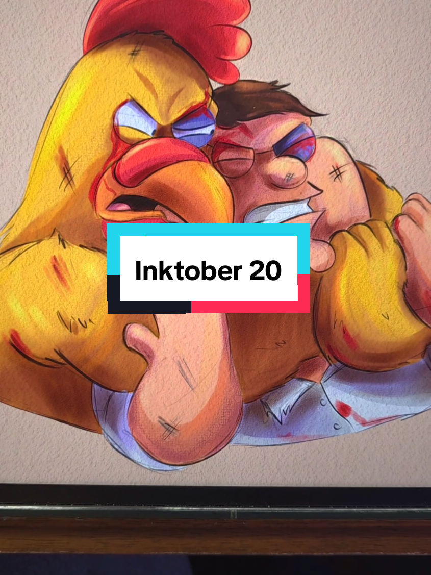 Peter Griffin’s biggest rival isn’t a supervillain… it’s a chicken 🐔💥 Their fights last longer than most Netflix episodes 😂 #inktober #familyguy #fanart #cartoonart #arttok 