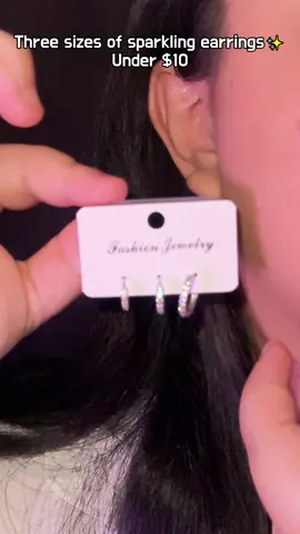 Three sizes of sparkling earrings to complement all your outfits#earrings #OOTD #fashion 