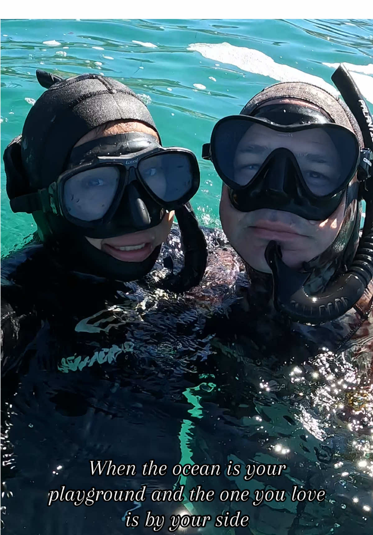 When the ocean is your playground and the one you love is by your side #UnderwaterLove #OceanAdventures #CouplesWhoDive #DeepBlueLove #FreediveTogether