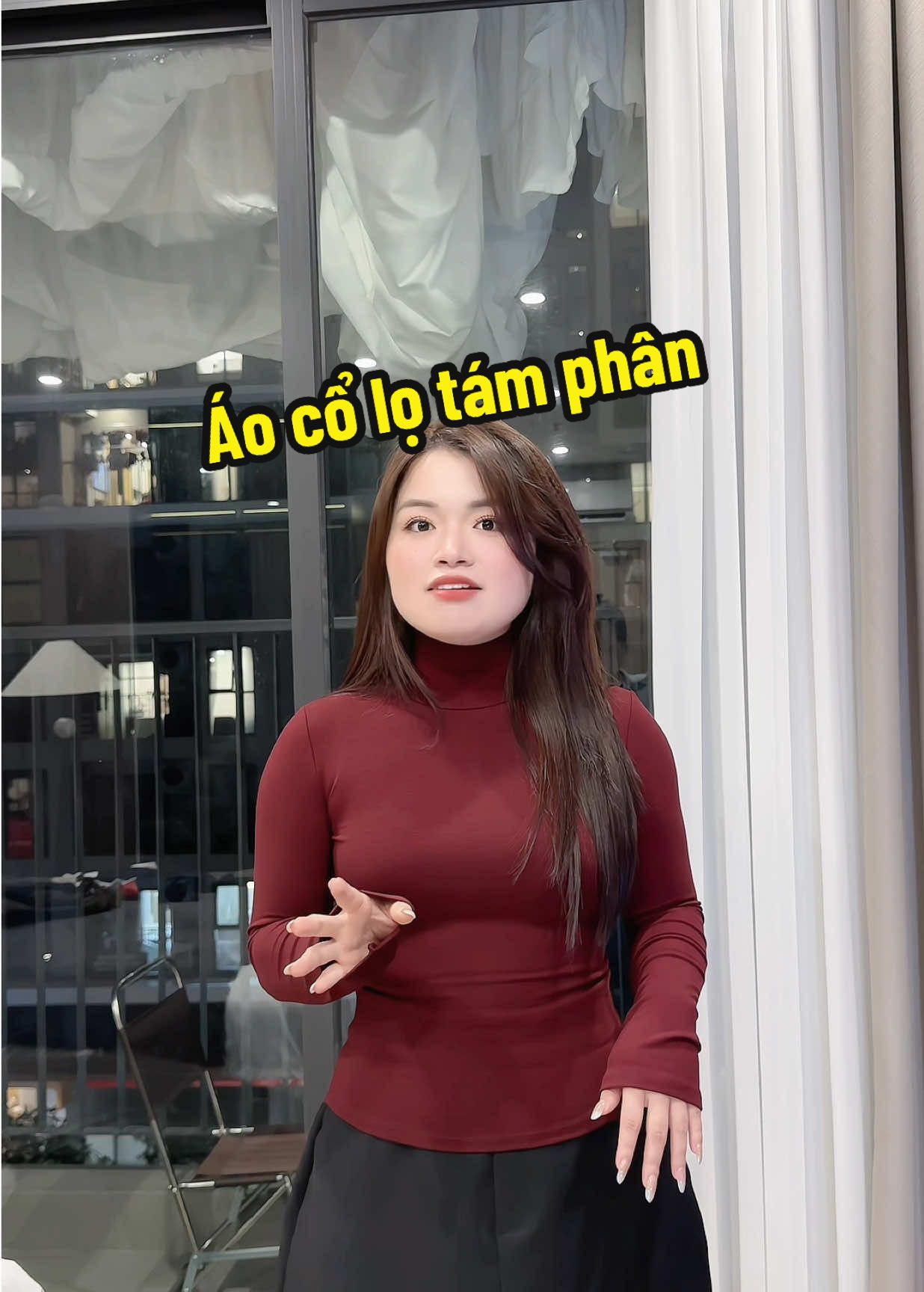 Áo cổ lọ 8p dài tay cổ cao 8cm #thoitrangbigsize #bigsizenu #thaohuyenbigsize #aocaoco #aogiunhiet 