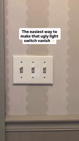 Follow for more! How to hide those ugly light switch plates when wallpapering a room! ✨It takes less than five minutes to do and make such an impact on the room! Simple follow these steps: 1. Unscrew the plate but leave it on the wall 2. Stick the paper on the plate exactly where you want it 3. Trim the excess and fold over 4. Use a sharp knife to cut out the light switches 5. Screw onto the wall!