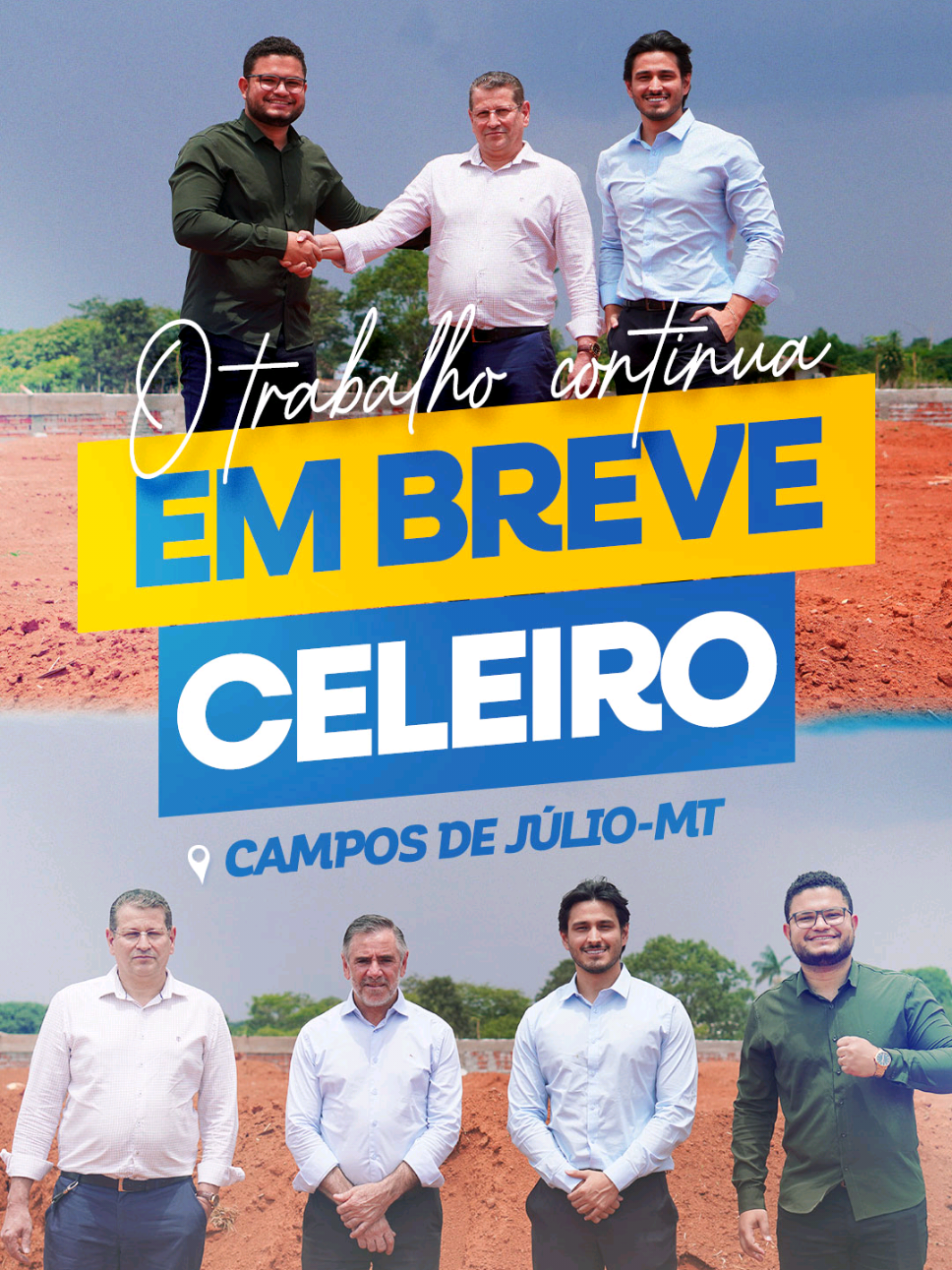 🚨 É OFICIAL! O CELEIRO SUPERMERCADO ESTÁ CHEGANDO EM CAMPOS DE JÚLIO! 🤩 Temos a alegria de anunciar, junto ao Prefeito e aos proprietários do Celeiro, esta grande conquista para a nossa comunidade. O novo Celeiro Supermercado é um investimento estratégico que vai impulsionar o desenvolvimento da nossa cidade! 💪 Campos de Júlio ganha: ✅ Crescimento da economia local. ✅ Geração de aproximadamente 70 empregos diretos. ✅  economia e opções para a nossa gente. Estamos trabalhando por um futuro com mais oportunidades e prosperidade para todos! 🌱 Seja bem-vindo, Celeiro! 🛒 #CeleiroEmCamposDeJúlio #ApoioAoComércio #EmpregoERenda #MatoGrosso #Parceria 