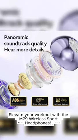 M79 Wireless Sport Headphones — Clip-On Bone Conduction Design for Running, Hi-Res Panoramic Audio & Smart Display 