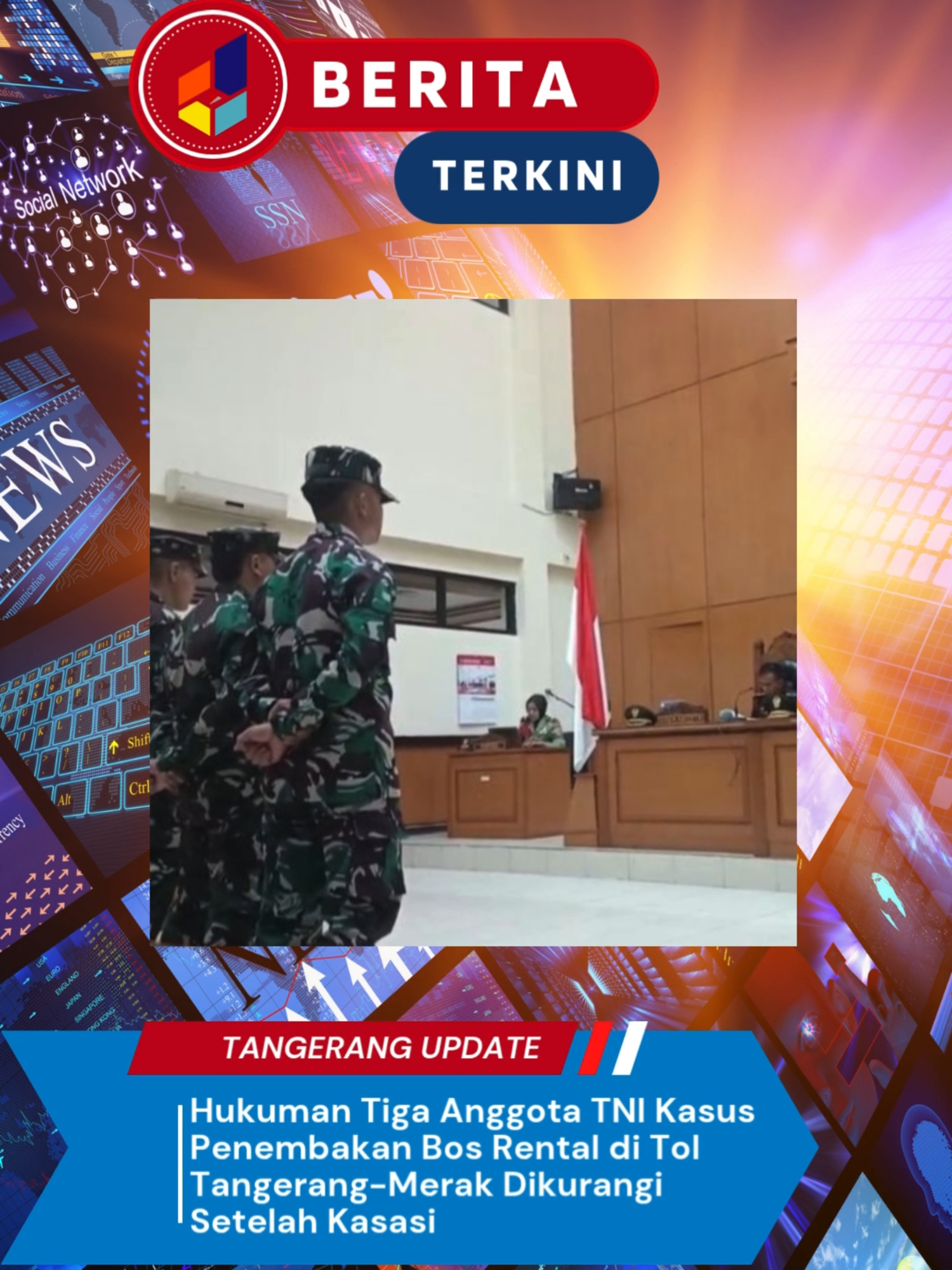 Tiga anggota TNI yang terlibat dalam kasus penembakan bos rental di Tol Tangerang–Merak mendapat keringanan hukuman usai putusan kasasi.⚖️ Putusan ini menuai perhatian publik, mengingat kasusnya sempat viral dan menimbulkan kecaman luas. Baca Selengkapnya : https://media-update.nht1.web.id/hukuman-tiga-anggota-tni-kasus-penembakan-bos-rental-di-tol-tangerang-merak-dikurangi-setelah-kasasi/ #KasusPenembakanTol #BosRental #KasasiTNI #PutusanKasasi #TolTangerangMerak #BeritaTerkini #HukumTNI #PenguranganHukuman #ViralIndonesia #KasusHukum