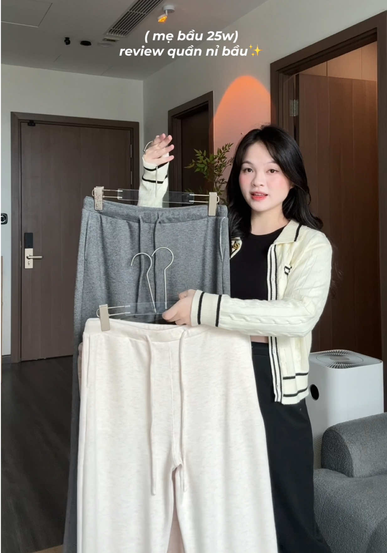 Thì ra là cũng có quần nỉ dành cho mẹ bầu mặc thu đông nha các mom✨#huongtranreview 