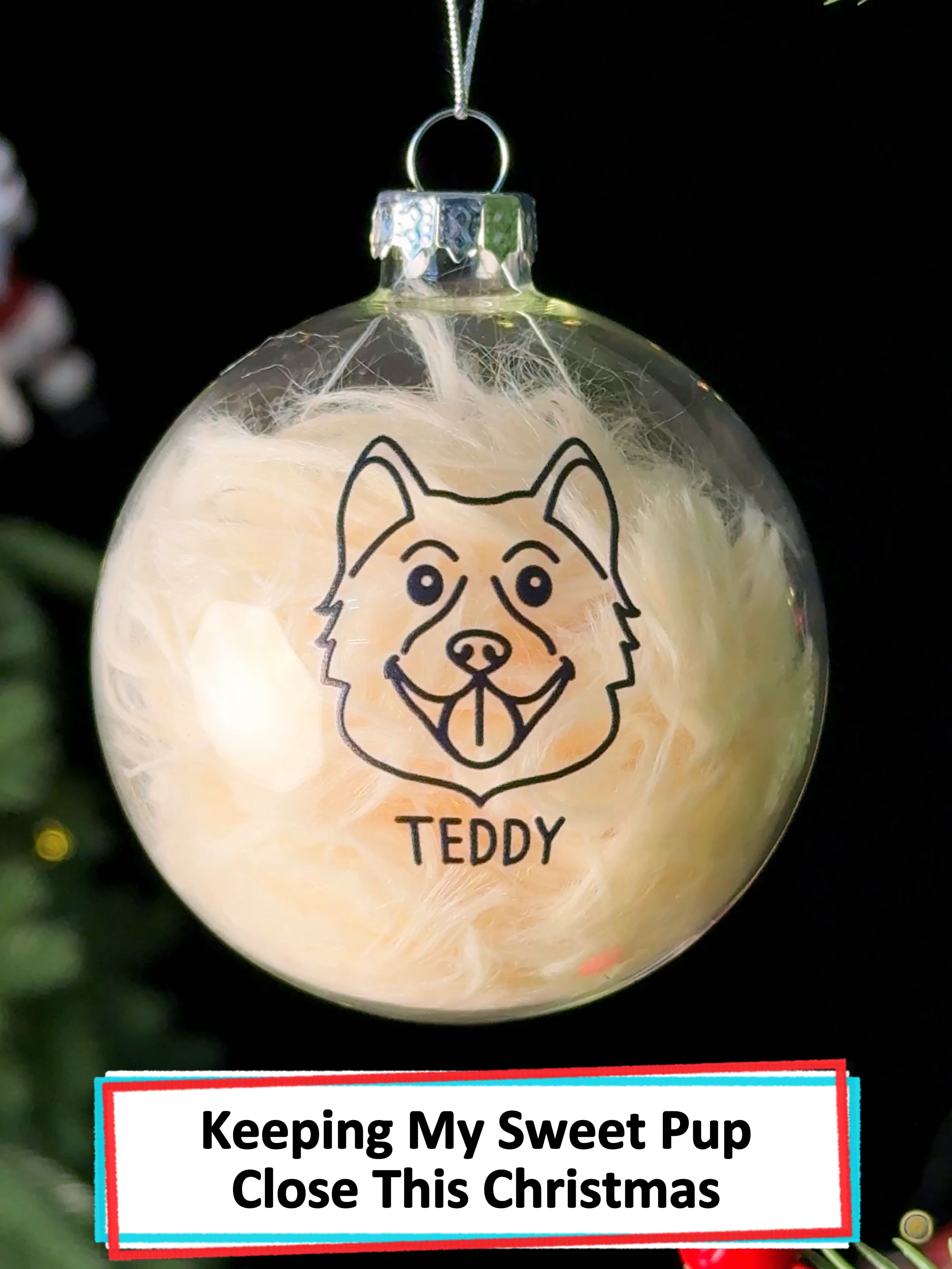 A quiet glow on the tree, a heart full of love. This memorial ornament keeps my furry companion close forever 🖤 #wanderprints #personalized #gifts #Christmas #petmemorial
