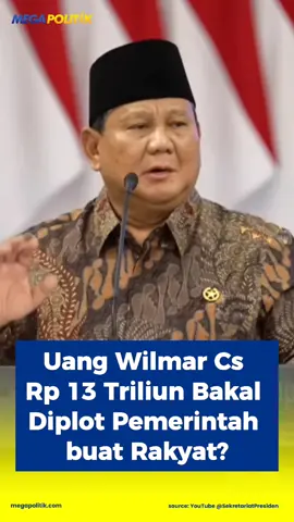 Presiden Prabowo Subianto menyampaikan bahwa dana sebesar Rp13,2 triliun hasil pengembalian dari kasus korupsi ekspor crude palm oil (CPO) dan produk turunannya akan dialokasikan untuk memberikan beasiswa penuh bagi anak-anak berprestasi dengan kecerdasan tinggi. Ia juga menginstruksikan Menteri Keuangan, Purbaya Yudhi Sadewa, untuk menambah anggaran program beasiswa tersebut melalui Lembaga Pengelola Dana Pendidikan (LPDP). Pernyataan tersebut disampaikan oleh Presiden Prabowo dalam pidato pengantarnya pada sidang kabinet paripurna yang berlangsung pada 20 Oktober. Source: YouTube @SekretariatPresiden  #megapolitik #prabowo #lpdp #purbaya 