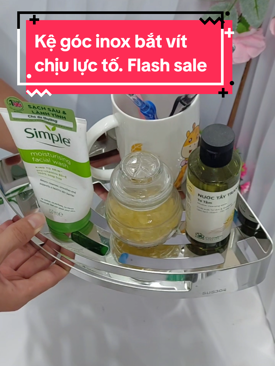 Kệ góc inox nhà tắm để đồ đa năng  bắt vít chịu lực tốt đang sale#kệ góc nhà tắm#kệ để gia vị#kệ inox304#giadung#Bình review893